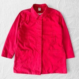 Vintage red car coat with plaid lining